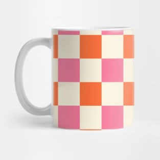 Checks and Swirls - Pink, Orange and Cream Mug